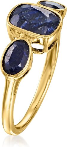 Ross-Simons 3.30 ct. t.w. Sapphire 3-Stone Ring in 18kt Gold Over Sterling in Saudi Arabia