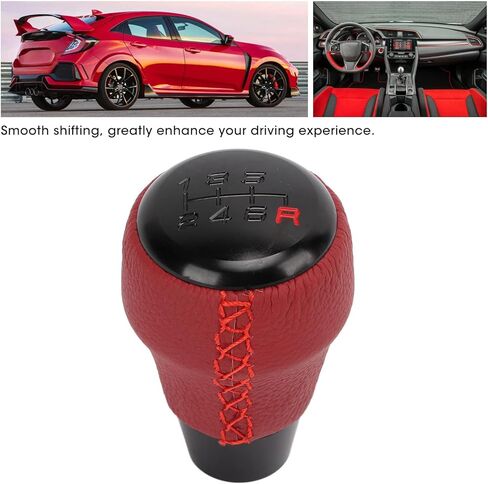 Gear Shift Knob Shifter, KIMISS 08u92TEA Car Gear Shifter Knob Artificial Leather Gear Stick Knob Replacement for Civic Type R 2017‑2019 in Saudi Arabia