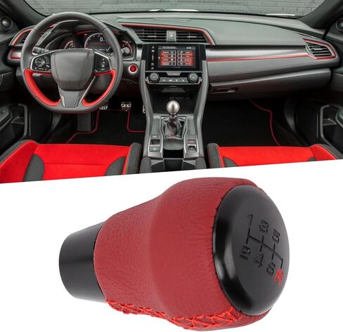 Gear Shift Knob Shifter, KIMISS 08u92TEA Car Gear Shifter Knob Artificial Leather Gear Stick Knob Replacement for Civic Type R 2017‑2019 in Saudi Arabia