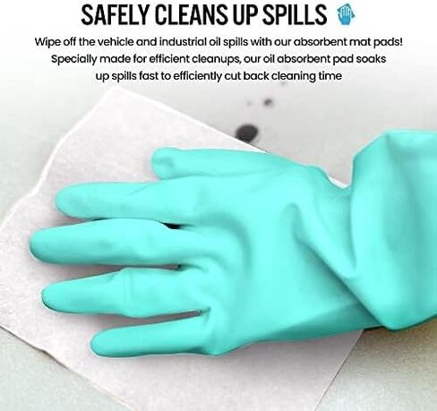 Hi Visibility Safety Absorbent Pads, Highly Absorbent Water, Chemical & Oil Pads, Heavy-Weight Caution Spill Mat, 15 x 18 inches, 10 Packs in Saudi Arabia