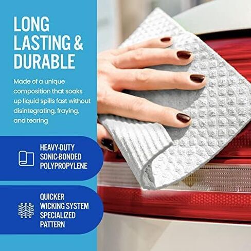 Hi Visibility Safety Absorbent Pads, Highly Absorbent Water, Chemical & Oil Pads, Heavy-Weight Caution Spill Mat, 15 x 18 inches, 10 Packs in Saudi Arabia