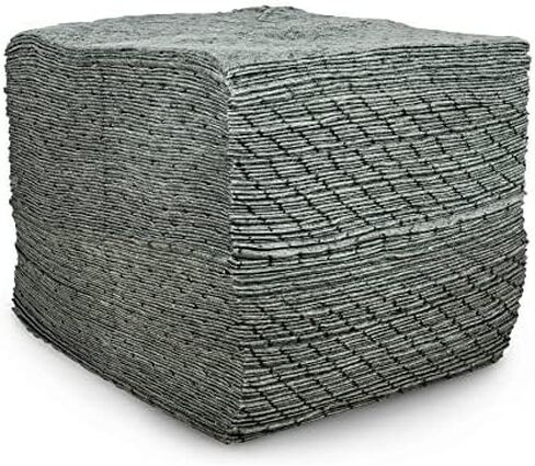 Hi Visibility Safety Absorbent Pads, Highly Absorbent Water, Chemical & Oil Pads, Heavy-Weight Caution Spill Mat, 15 x 18 inches, 10 Packs in Saudi Arabia