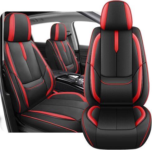 Fit for 98% of Mercedes Benz Car Seat Covers, Premium Nappa Leather Seat Cover, Fully Wrapped Protect Modern Style Seat Cover (2-Seat Standard, Black & Red) in Kuwait