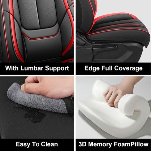 Fit for 98% of Mercedes Benz Car Seat Covers, Premium Nappa Leather Seat Cover, Fully Wrapped Protect Modern Style Seat Cover (2-Seat Standard, Black & Red) in Kuwait