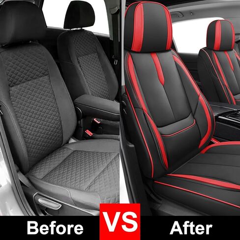 Fit for 98% of Mercedes Benz Car Seat Covers, Premium Nappa Leather Seat Cover, Fully Wrapped Protect Modern Style Seat Cover (2-Seat Standard, Black & Red) in Kuwait