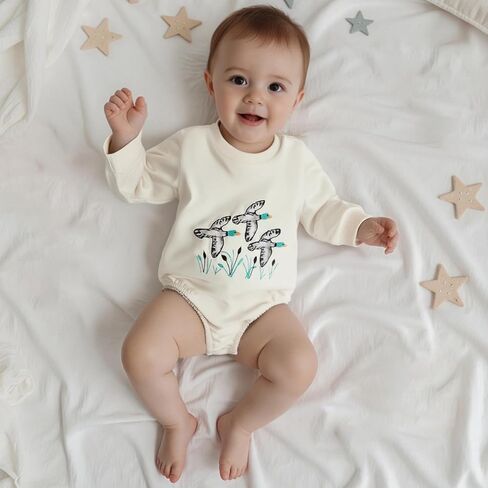 الوليد بيبي بوي فتاة ملابس الصيد مالارد بطة التطريز البلوز رومبير المتضخم فقاعة رومبير Playsuit in Kuwait