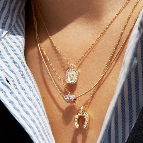 Initial Necklace - Dainty Gold-Plated Personalized Letter Pendant Necklace, Small Dog Tag Style Design in Kuwait