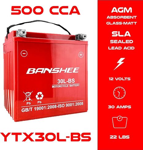 Banshee AGM 500CCA II Battery MS12-30L-BS For Polaris Slingshot 2015-2018 in Saudi Arabia
