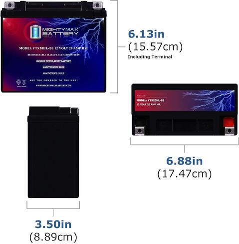 Mighty Max Battery YTX20HL-BS 12V 20AH SLA Replacement Battery Compatible with Kawasaki (Jet-Ski) 1100 JT1100 STX 97-03 in Saudi Arabia