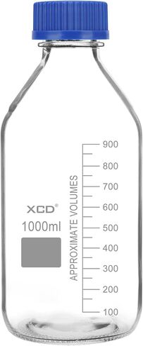 Graduated Storage Bottles, 500 ml Premium Glass Storage Bottles with GL45 Screw Cap, Clear Round Lab Reagent Media Storage Bottles, 1 Pack in Kuwait