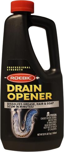 Roebic Professional Strength Drain Opener Liquid, Dissolves Grease, Hair and Soap Scum in Minutes, 32 Ounces (1 Quart) in Kuwait