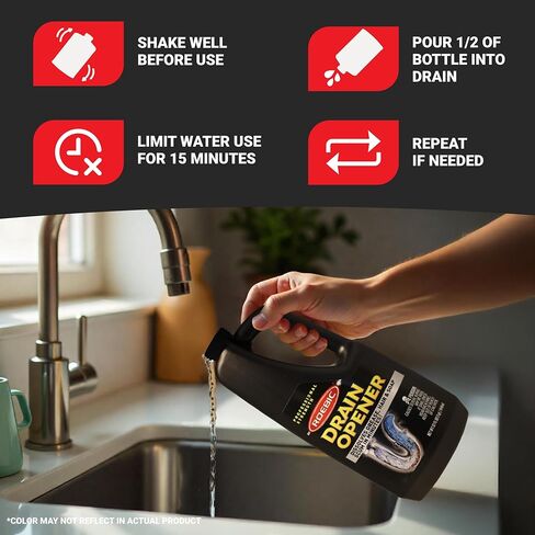 Roebic Professional Strength Drain Opener Liquid, Dissolves Grease, Hair and Soap Scum in Minutes, 32 Ounces (1 Quart) in Kuwait