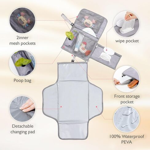 Portable Baby Diaper Changing Pad Smart Organized Diaper Change Travel Bag with Wipe Dispenser and Waste Bag Dispenser. Infant Gift in Saudi Arabia