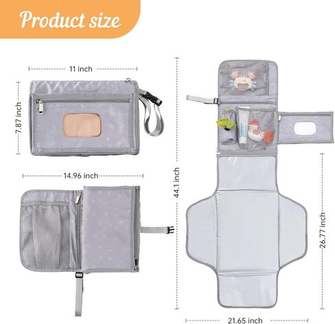 Portable Baby Diaper Changing Pad Smart Organized Diaper Change Travel Bag with Wipe Dispenser and Waste Bag Dispenser. Infant Gift in Saudi Arabia