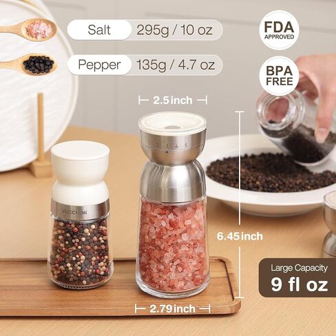 VUCCHINI Salt and Pepper Grinder Set with Adjustable Coarseness Ceramic Pepper Mill Manual Effortless Salt Grinder Spice Grinder for Home, Kitchen, Beige in Kuwait