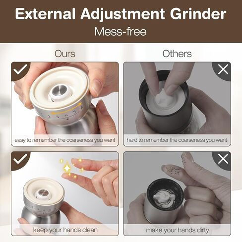 VUCCHINI Salt and Pepper Grinder Set with Adjustable Coarseness Ceramic Pepper Mill Manual Effortless Salt Grinder Spice Grinder for Home, Kitchen, Beige in Kuwait