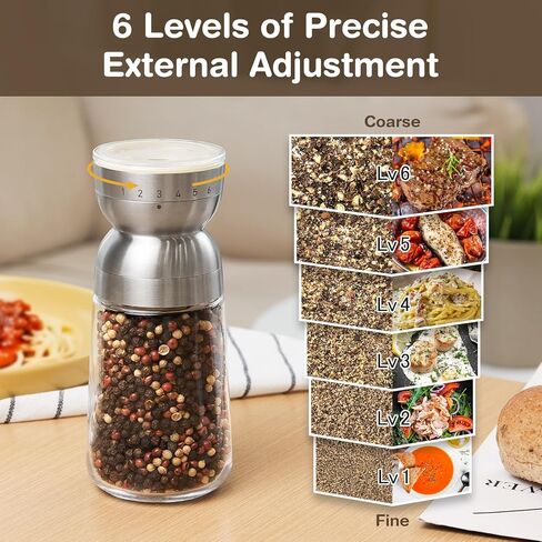 VUCCHINI Salt and Pepper Grinder Set with Adjustable Coarseness Ceramic Pepper Mill Manual Effortless Salt Grinder Spice Grinder for Home, Kitchen, Beige in Kuwait