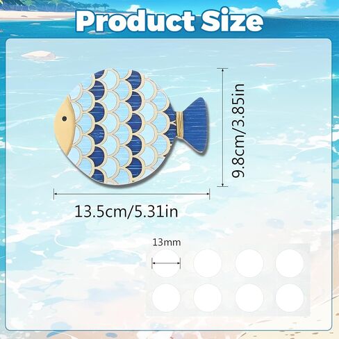4pcs Wood Fish Wall Decor, Vintage Blue Fish Hanging Sculptures Nautical Coastal Wall Art Decor Ocean Beach Theme Ornaments for Lake House Bathroom Bedroom in Saudi Arabia