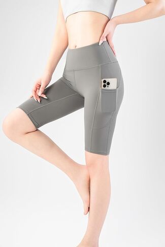 2 Pack Womens Biker Shorts with Pocket High Waist 8" Cycling Short Tummy Control Athletic Yoga Short in Kuwait