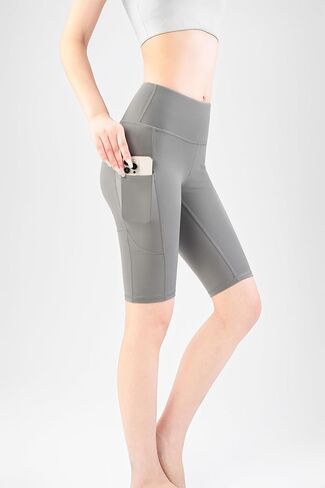 2 Pack Womens Biker Shorts with Pocket High Waist 8" Cycling Short Tummy Control Athletic Yoga Short in Kuwait