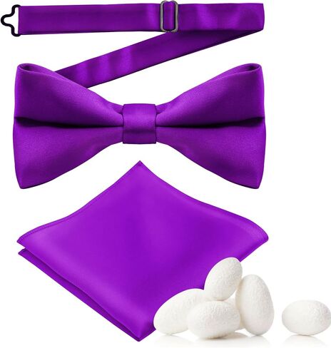 MANSPHIL Pink Silk Bow Ties for Men, Pre-Tied Bowties and Pocket Squares for Tuxedo Wedding Prom Formal Event in Saudi Arabia