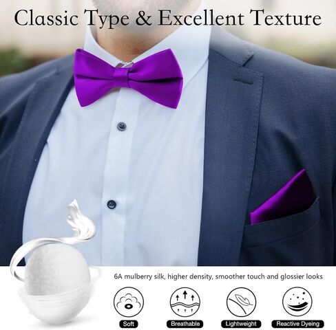 MANSPHIL Pink Silk Bow Ties for Men, Pre-Tied Bowties and Pocket Squares for Tuxedo Wedding Prom Formal Event in Saudi Arabia