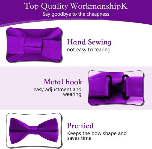 MANSPHIL Pink Silk Bow Ties for Men, Pre-Tied Bowties and Pocket Squares for Tuxedo Wedding Prom Formal Event in Saudi Arabia