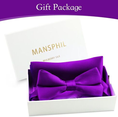 MANSPHIL Pink Silk Bow Ties for Men, Pre-Tied Bowties and Pocket Squares for Tuxedo Wedding Prom Formal Event in Saudi Arabia