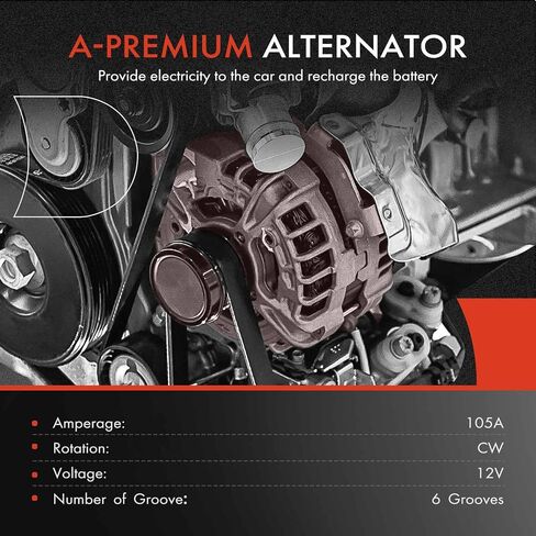 A-premium convalium متوافق مع Honda Fit 2015-2016 1.5L ، ناقل حركة يدوي ، 12V 105A 6-GROOVE PROMLEY ، استبدل# 31100-5R0-004 ، 31100-5R0-004RM in Saudi Arabia