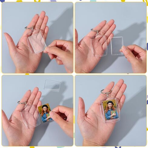 10pcs إطارات الصورة سلاسل المفاتيح أكريليك واضحة فارغة مفاتيح فارغة مستطيلة صورة مفتاح سلسلة مفاتيح مزدوجة diy شخصية شخصية مفتاح الصورة مع حلقة الانقسام in Saudi Arabia