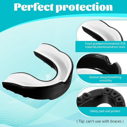 Sports MouthGuard 2Pcs Kids & Youth Mouth Moldable Guard for Brace Strong Mouth Guard for Boxing, MMA, Hockey, Soccer, Basketball Shock Absorbing MouthGuard Night Mouth Guard for Grinding Teeth in Kuwait