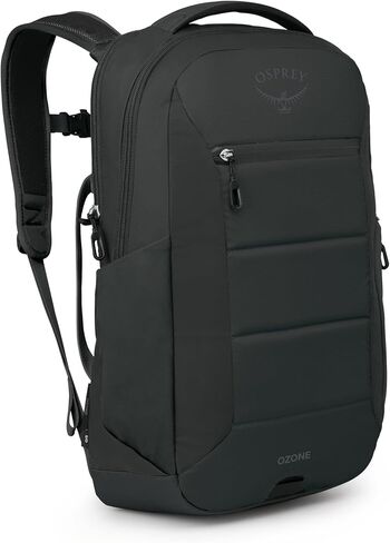 حقيبة الظهر المحمولة Osprey Ozone مع Backpanel Airscape ™ - حقيبة سفر خفيفة الوزن مع كم كمبيوتر محمول - حقيبة سفر متوافقة مع الرجال والنساء ، الأسود in Saudi Arabia