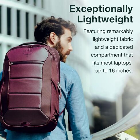 حقيبة الظهر المحمولة Osprey Ozone مع Backpanel Airscape ™ - حقيبة سفر خفيفة الوزن مع كم كمبيوتر محمول - حقيبة سفر متوافقة مع الرجال والنساء ، الأسود in Saudi Arabia