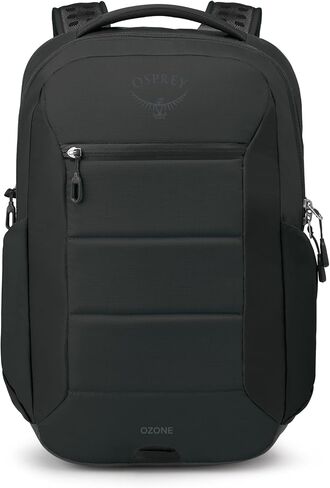 حقيبة الظهر المحمولة Osprey Ozone مع Backpanel Airscape ™ - حقيبة سفر خفيفة الوزن مع كم كمبيوتر محمول - حقيبة سفر متوافقة مع الرجال والنساء ، الأسود in Saudi Arabia