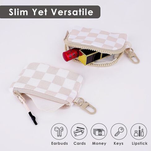 Wrist Keychain Mini Wallet للنساء ، والرمز البريدي المتقلب حول محفظة المعصم ، ومحفظة عملة مزدوجة قابلة للفصل ، منقوشة بالأبيض والأسود in Kuwait