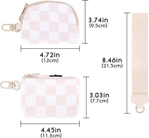 Wrist Keychain Mini Wallet للنساء ، والرمز البريدي المتقلب حول محفظة المعصم ، ومحفظة عملة مزدوجة قابلة للفصل ، منقوشة بالأبيض والأسود in Kuwait