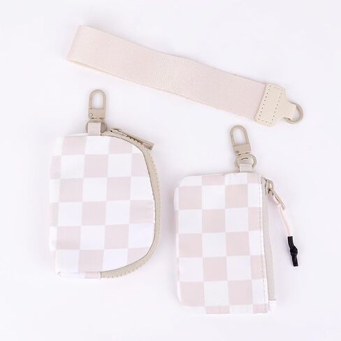 Wrist Keychain Mini Wallet للنساء ، والرمز البريدي المتقلب حول محفظة المعصم ، ومحفظة عملة مزدوجة قابلة للفصل ، منقوشة بالأبيض والأسود in Kuwait
