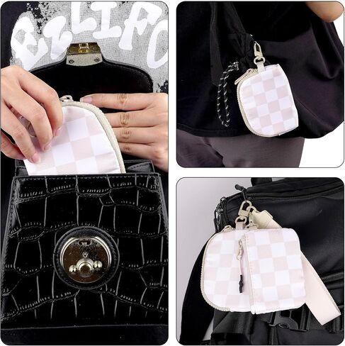 Wrist Keychain Mini Wallet للنساء ، والرمز البريدي المتقلب حول محفظة المعصم ، ومحفظة عملة مزدوجة قابلة للفصل ، منقوشة بالأبيض والأسود in Kuwait