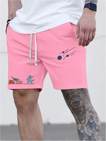 شورتات رسومات الديناصورات للرجال y2k الرباط الخصر بارد شورت الشتاء الشارع in Kuwait