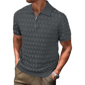 Arach&Cloz Mens Zipper Polo 3D Texture Shirts 2025 Spring Summer Fashion Knit Golf Tops Short Sleeve Dress Clothes in Saudi Arabia