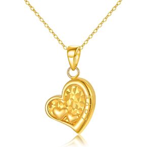 18K Solid Gold Heart Necklace Jewelry for Women, "I Love You Forever" Real Gold Love Heart Pendant Anniversary Jewelry Gifts for Mom, Wife 18" in Kuwait