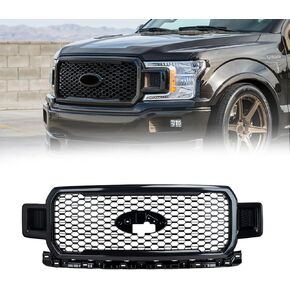 Front Bumper Grille Grill Assembly Compatible with 2018-2020 Ford F150 Shadow Black, Replacement for JL3Z8200SF in Kuwait