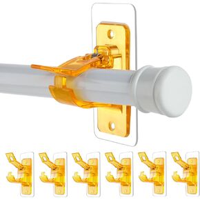6-Pack No Drill Needed Curtain Rod Holders Brackets, Self Adhesive Rod Holder Hooks, Multipurpose Nail Free Stick on Curtain Rod Hooks-Transparent Berry Pink in Saudi Arabia