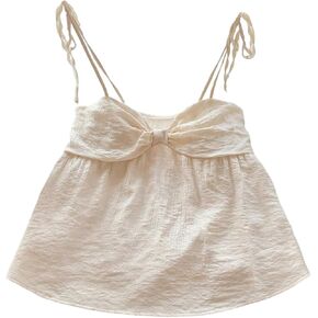 SOLY HUX Women's Summer Cami Tops Tie Shoulder Spaghetti Strap Ruched Peplum Ruffle Camisole Top in Saudi Arabia