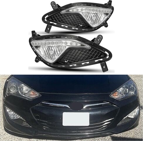 مجموعة ضباب HECASA زوج الضباب متوافق مع 2013-2017 Hyundai Genesis Coupe استبدال 922012M500 922022M500 865512M300 865522M300 W/ضباب أغطية وموصلات السائق والمسار جانب المارة in Saudi Arabia