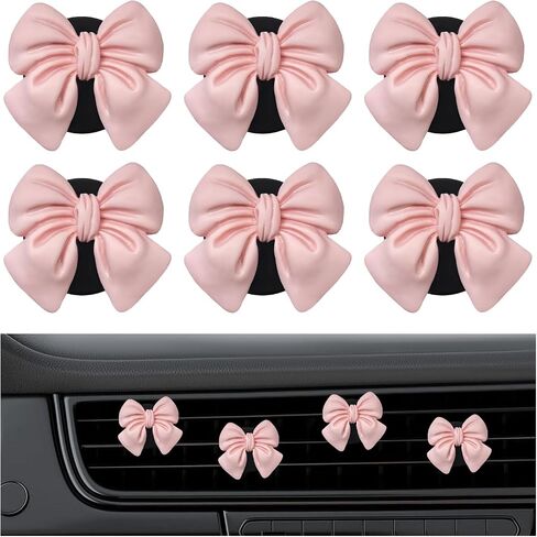 6 PCS Bow Car Air Fraseener ، Bow Bow Resent Automotive Resent Air Criteners Clips ، Coquette Outlet Outlet Pursfumers Decorations Interior Roactions for Women Girls (Purple) in Saudi Arabia