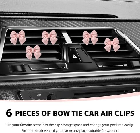 6 PCS Bow Car Air Fraseener ، Bow Bow Resent Automotive Resent Air Criteners Clips ، Coquette Outlet Outlet Pursfumers Decorations Interior Roactions for Women Girls (Purple) in Saudi Arabia