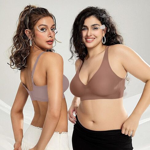 Oeak Womens Deep v Bras Wireless Coffee & Bralettes للنساء مع دعم الأسود L in Saudi Arabia