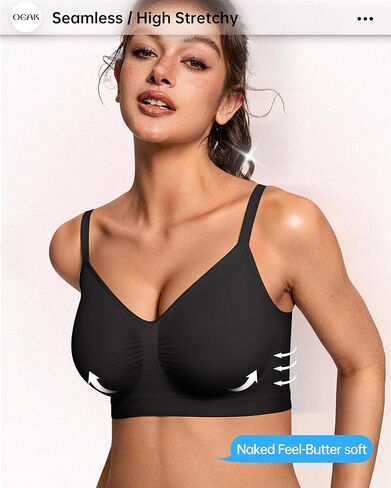 Oeak Womens Deep v Bras Wireless Coffee & Bralettes للنساء مع دعم الأسود L in Saudi Arabia