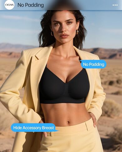 Oeak Womens Deep v Bras Wireless Coffee & Bralettes للنساء مع دعم الأسود L in Saudi Arabia